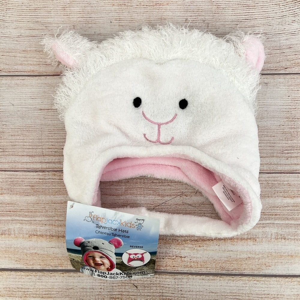 Flapjackkids Reversible Convertible Litten Lamb/Kitten Fitted Hat 6 Month to 1Y
